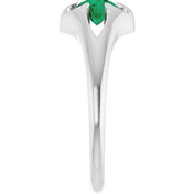 Sterling Silver Natural Emerald Belcher Ring