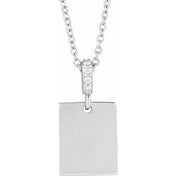 Sterling Silver .02 CTW Natural Diamond Engravable 16-18" Necklace