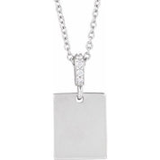 Sterling Silver .02 CTW Natural Diamond Engravable 16-18" Necklace