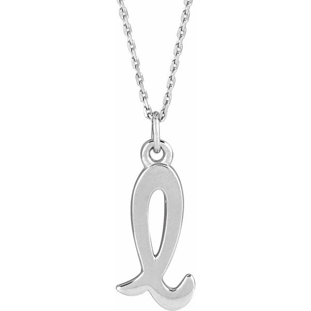 14K White Petite Initial L 16" Necklace