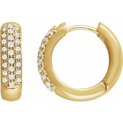 14K Natural and Lab-Grown Pave Set Diamond Hoop Earrings