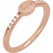 14K Rose .07 CTW Natural Diamond Engravable Signet Ring