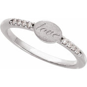 14K White .07 CTW Natural Diamond Engravable Signet Ring