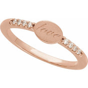 14K Rose .07 CTW Natural Diamond Engravable Signet Ring