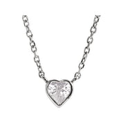 14K White Natural White Sapphire Bezel-Set 16-18" Necklace