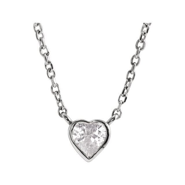 14K White Natural White Sapphire Bezel-Set 16-18" Necklace