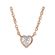 14K Rose Natural White Sapphire Bezel-Set 16-18" Necklace