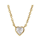 14K Yellow Natural White Sapphire Bezel-Set 16-18" Necklace