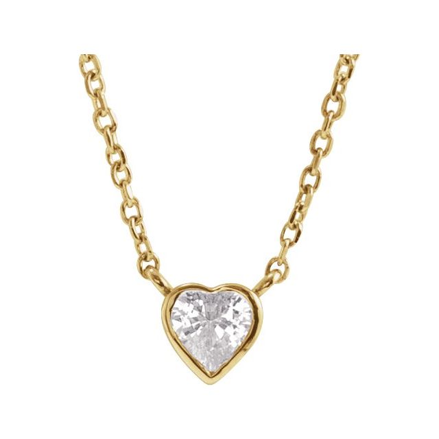14K Yellow Natural White Sapphire Bezel-Set 16-18" Necklace