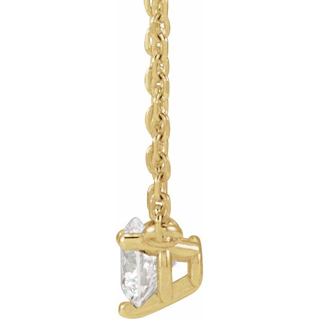 14K Yellow 1/10 CT Natural Diamond 3-Prong 18" Necklace