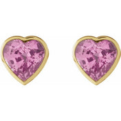 14K Yellow Natural Pink Sapphire Stud Earrings
