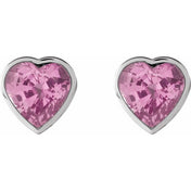 Sterling Silver Natural Pink Sapphire Stud Earrings
