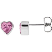 14K White Natural Pink Sapphire Stud Earrings