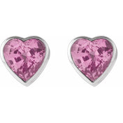 14K White Natural Pink Sapphire Stud Earrings