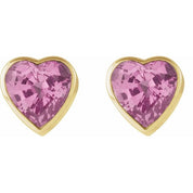 14K Yellow Natural Pink Sapphire Stud Earrings