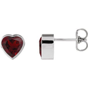Platinum Natural Mozambique Garnet Stud Earrings