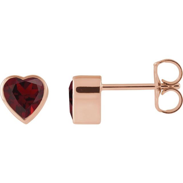 14K Rose Natural Mozambique Garnet Stud Earrings