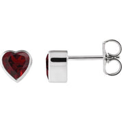 14K White Natural Mozambique Garnet Stud Earrings