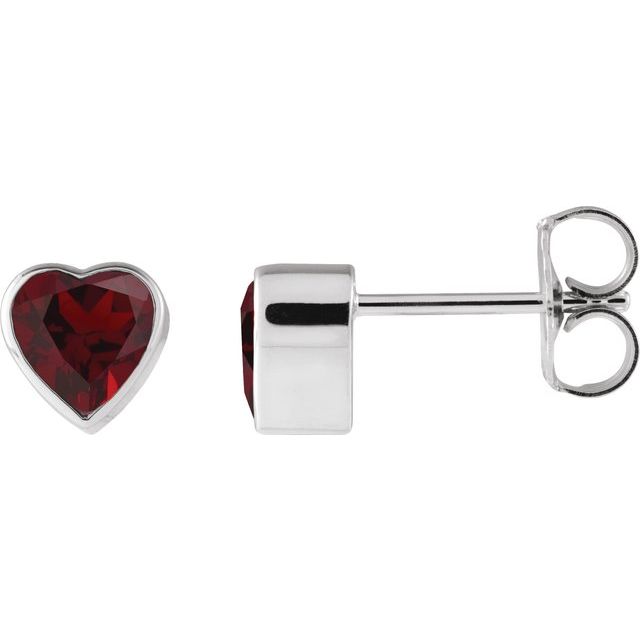 14K White Natural Mozambique Garnet Stud Earrings