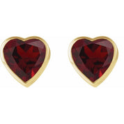 14K Yellow Natural Mozambique Garnet Stud Earrings