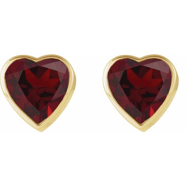 14K Yellow Natural Mozambique Garnet Stud Earrings