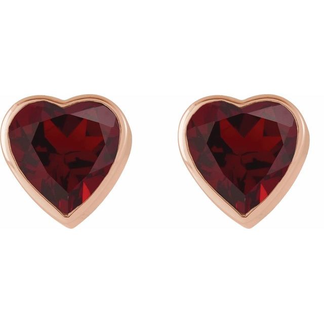 14K Rose Natural Mozambique Garnet Stud Earrings