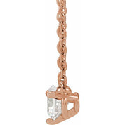 14K Rose 1/10 CT Natural Diamond 3-Prong 18" Necklace