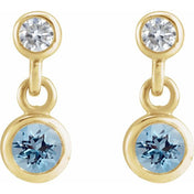 14K Yellow Natural Aquamarine & .05 CTW Natural Diamond Two-Stone Earrings