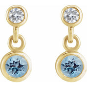 14K Yellow Natural Aquamarine & .05 CTW Natural Diamond Two-Stone Earrings