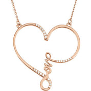 14K Rose 1/8 CTW Natural Diamond Infinity-Inspired Love Heart 18" Necklace