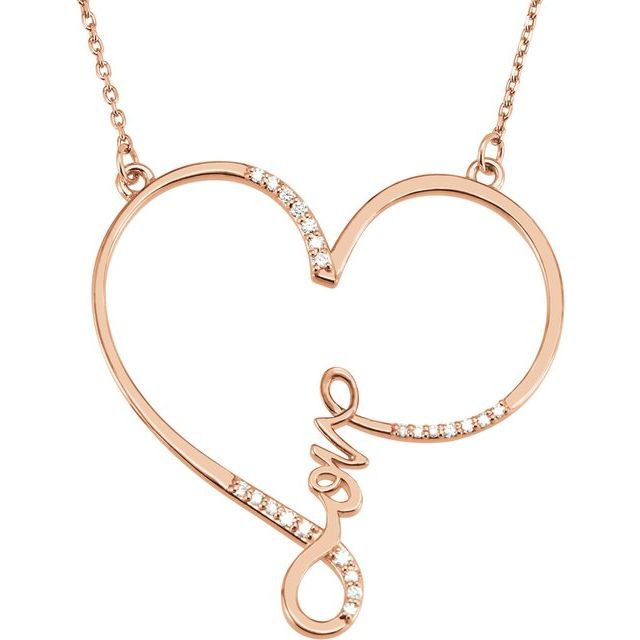 14K Rose 1/8 CTW Natural Diamond Infinity-Inspired Love Heart 18" Necklace