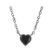 14K White Natural Black Onyx Bezel-Set 16-18" Necklace