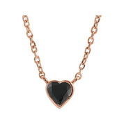 14K Rose Natural Black Onyx Bezel-Set 16-18" Necklace