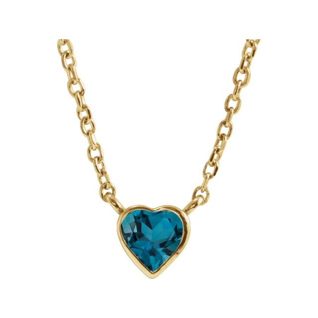 14K Yellow Natural London Blue Topaz Bezel-Set 16-18" Necklace