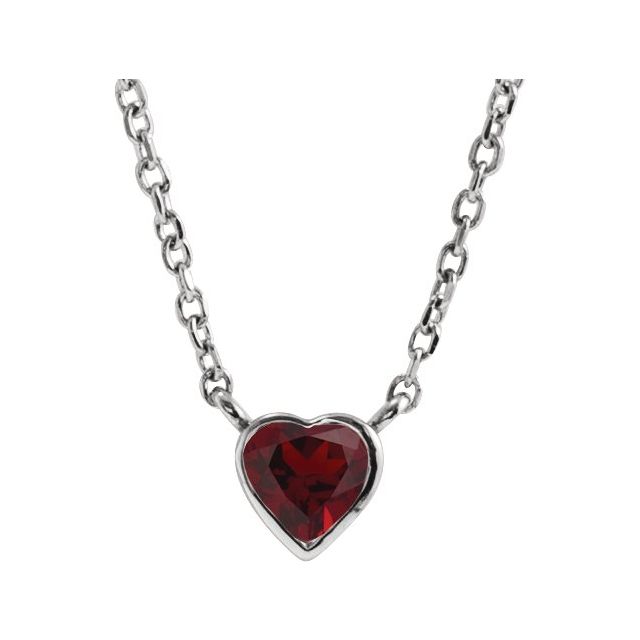 Sterling Silver Natural Mozambique Garnet Bezel-Set 16-18" Necklace