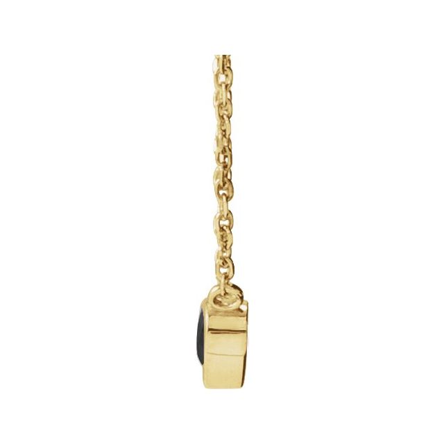 14K Yellow Natural Black Onyx Bezel-Set 16-18" Necklace