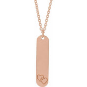 14K Engravable Interlocking Hearts Necklace 16-18" Adjustable Chain