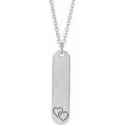 14K Engravable Interlocking Hearts Necklace 16-18" Adjustable Chain
