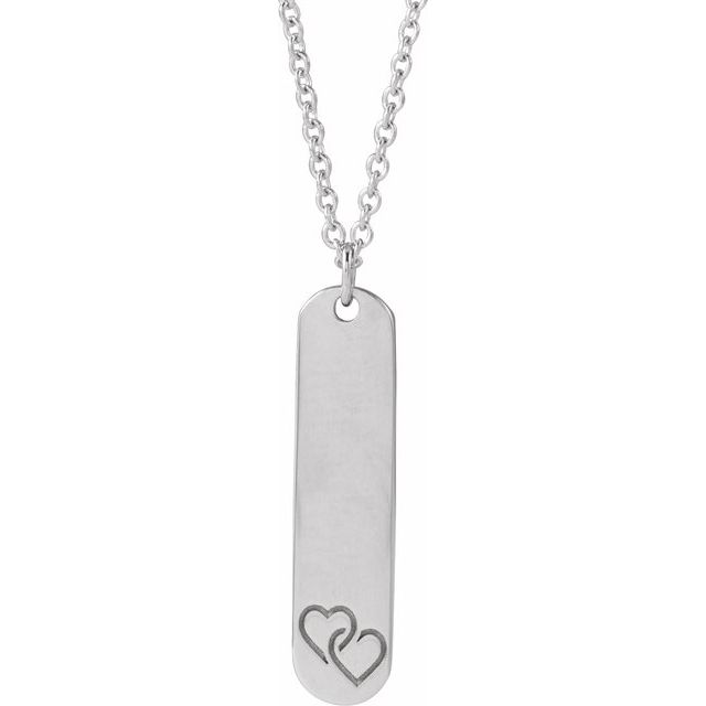 14K Engravable Interlocking Hearts Necklace 16-18" Adjustable Chain