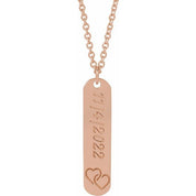 14K Engravable Interlocking Hearts Necklace 16-18" Adjustable Chain