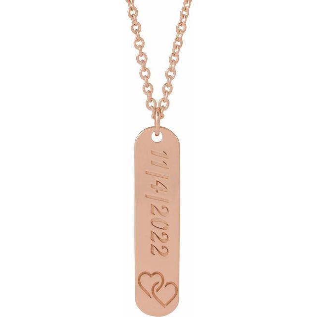 14K Engravable Interlocking Hearts Necklace 16-18" Adjustable Chain