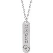 14K Engravable Interlocking Hearts Necklace 16-18" Adjustable Chain