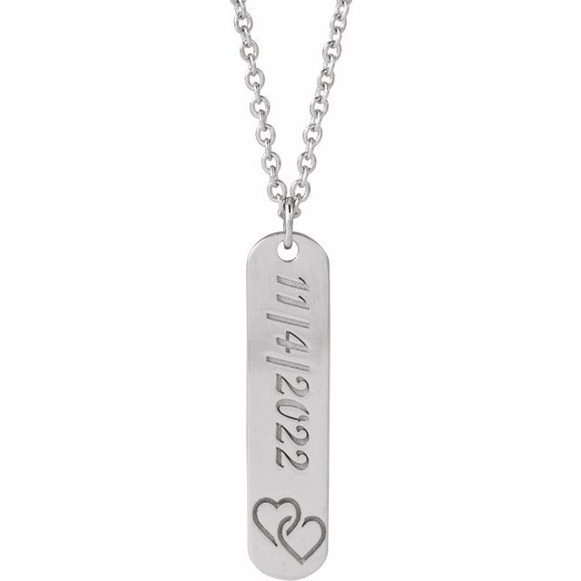 14K Engravable Interlocking Hearts Necklace 16-18" Adjustable Chain