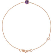 14K Rose Natural Amethyst  6 1/2-7-1/2" Bracelet