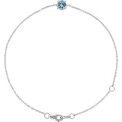 Sterling Silver Natural Aquamarine  6 1/2-7-1/2" Bracelet