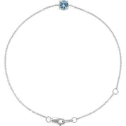 Sterling Silver Natural Aquamarine  6 1/2-7-1/2" Bracelet