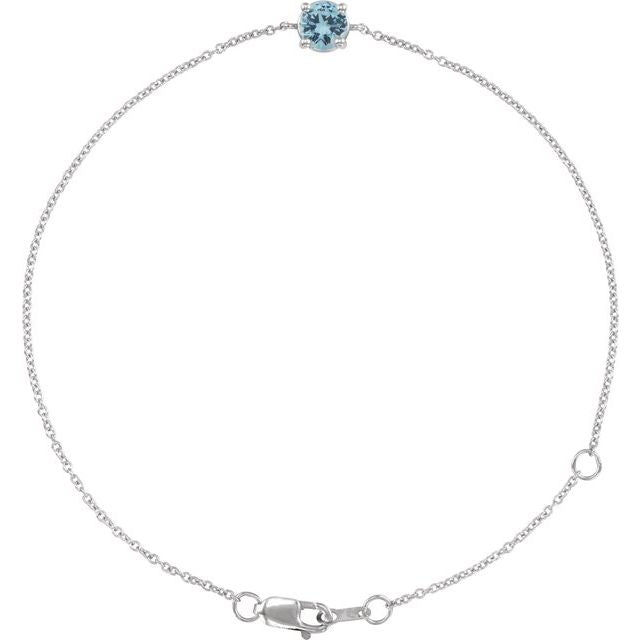 Sterling Silver Natural Aquamarine  6 1/2-7-1/2" Bracelet