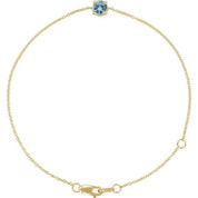 14K Yellow Natural Aquamarine  6 1/2-7-1/2" Bracelet