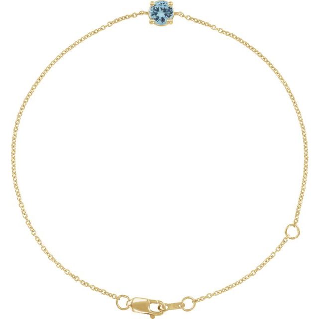 14K Yellow Natural Aquamarine  6 1/2-7-1/2" Bracelet