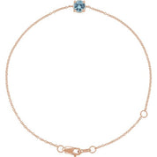 14K Rose Natural Aquamarine 6 1/2-7 1/2" Bracelet